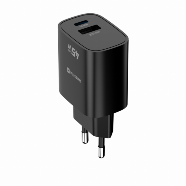 Caricatore da parete SWISSTEN EDGE GaN 45W USB-C + USB-A